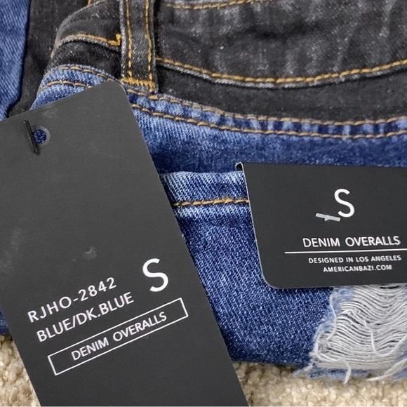 NWT Fashion Nova American Bazi The Simple Life Two Tone Denim Overalls $49.99 - Picture 4 of 7